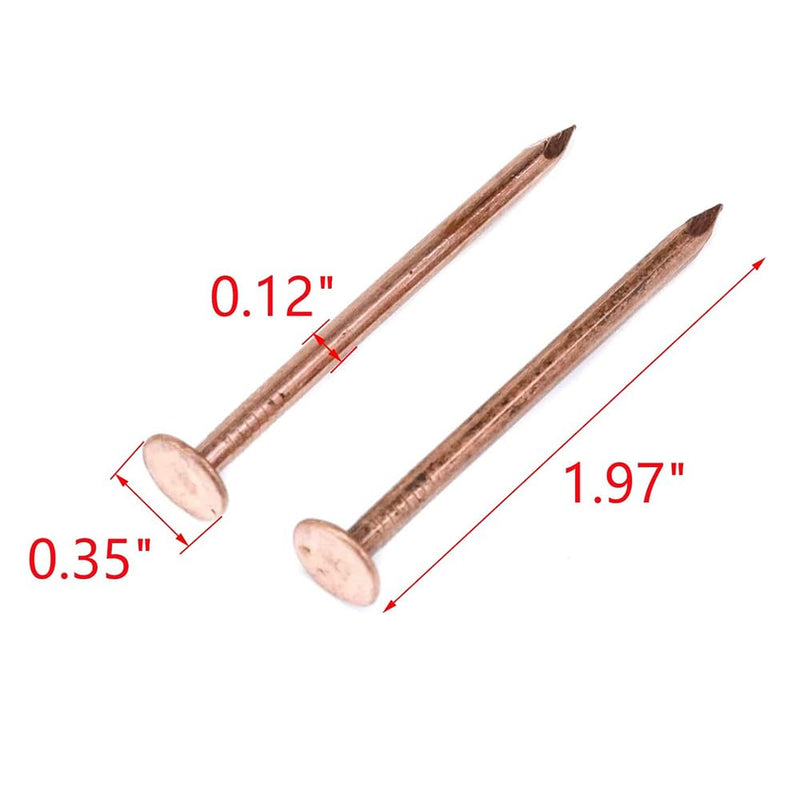ZYAMY 15PCS High Quality Long Copper Strip Nails Ideal for Slate Roofing Waterproofing Board DIY Home Construction Projects Decoration Shipbuilding Copper Roofing Nails 2 inches 2in