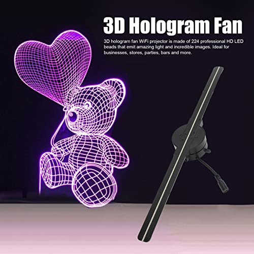 3D Hologram Fan,16.5 Inch 3D Hologram Projector Advertising Display, Holographic 2000x224 3D Projector with 224 LED Light Beads, for Halloween Business Store