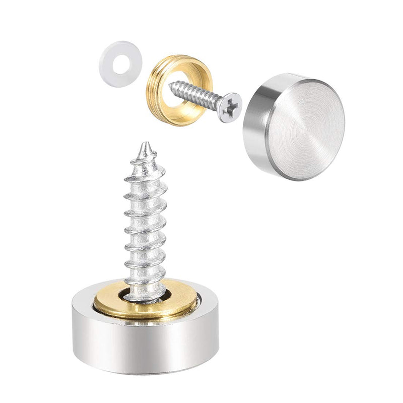 uxcell Mirror Screws Decorative Caps Cover Nails Brushed Stainless Steel 14mm 8pcs 14 mm