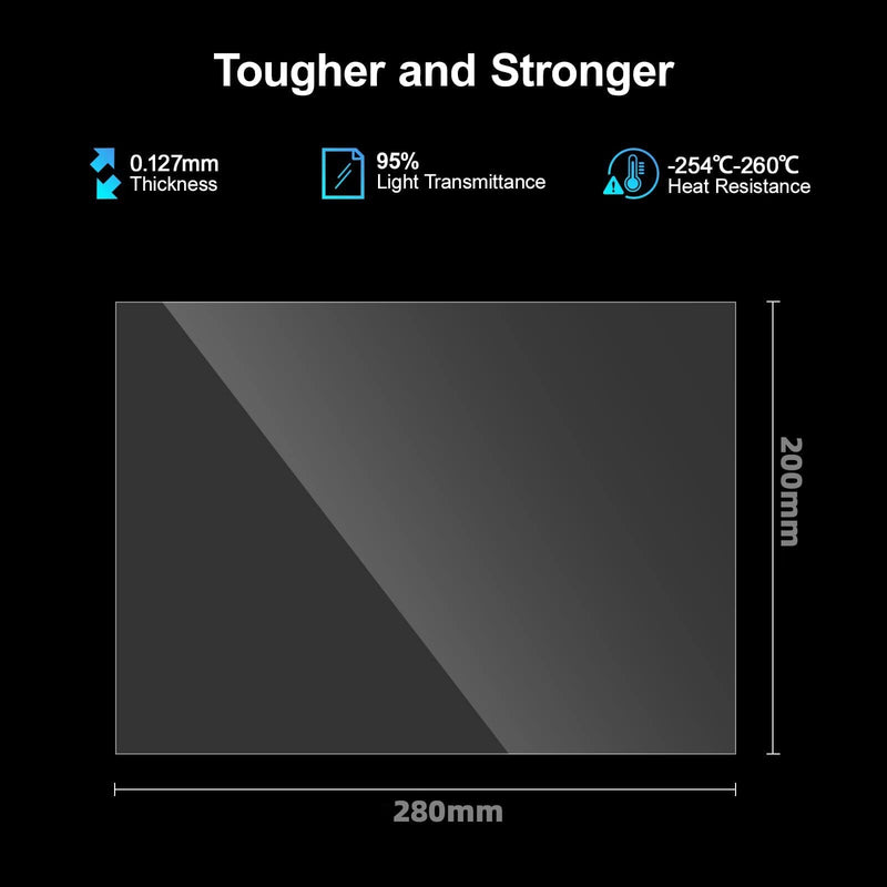 pfa Film 5pcs 280 * 200mm Nfep Film for Elegoo Saturn Series Creality Halot-Sky, Halot-LITE, Halot-Ray, NOVA Whale2, G6,GKtwo NFEP 280*200