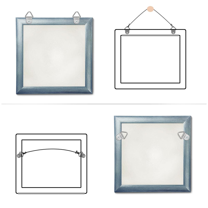 100 Pack Steel Picture Hangers with 100pcs 8mm Screws, Small Triangle Ring, Light Duty D Rings for Clock, Decoration, Mirror, Paintings, Artwork Picture Frame (Silver) Silver