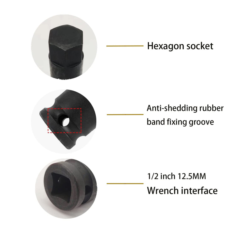 11mm Hex Impact Bit Socket, H11 1/2-Inch Impact Drive Allen Socket, Cr-Mo Steel Lengthen Hex Screwdriver Socket Adapter H11 11MM