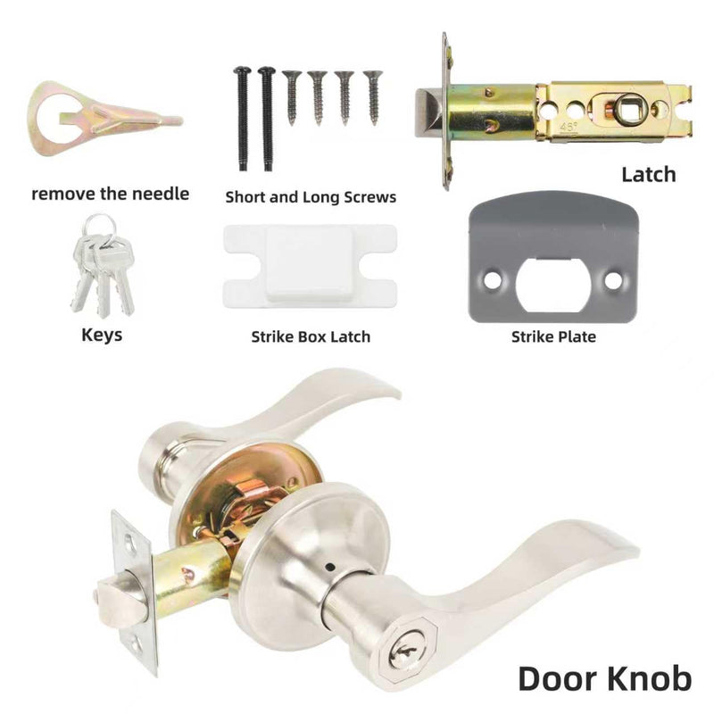 Interior Privacy Door Handle with Lock, Door Lever for Bathroom and Bedroom Silver