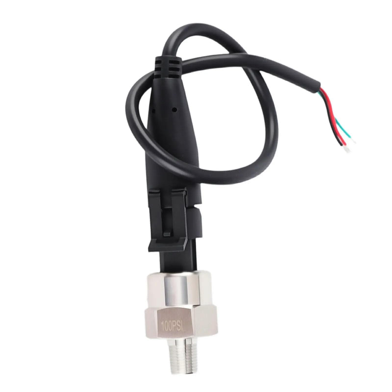 100 PSI Stainless Steel Pressure Transducer Sensor 1/8" NPT Thread with Connector Harness for Oil, Fuel, Air & Water