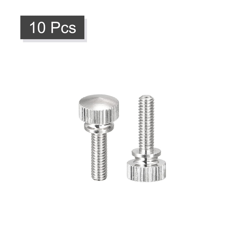 uxcell Knurled Thumb Screws, M4x14mm Brass Shoulder Bolts Grip Knobs Fasteners, Nickel Plated 10Pcs