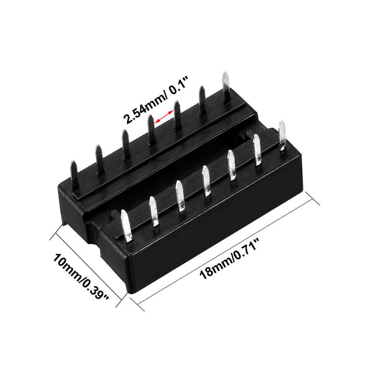 uxcell 40pcs DIP IC Chip Socket Adaptor, 2.54mm Pitch 2 Row 14 Flat Pins Soldering