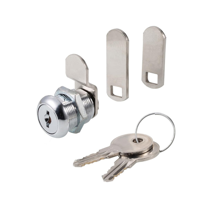 Cabinet Cam Locks Keyed Alike, 5/8” Cylinder Cam Locks for Tool Box RV Compartment Mailbox Vending Machine Drawer File Cabinet, Fits 3/8” Max Panel Thickness, Chrome Finish with 3 Cams and 2 Keys 5/8 Inch