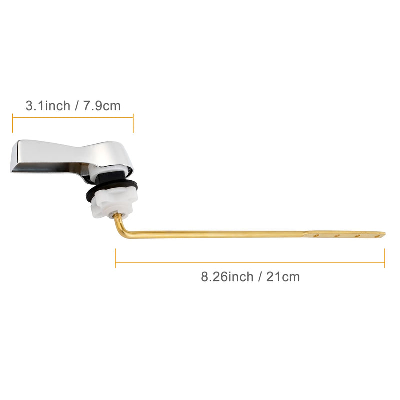Hibbent Universal Metal Front Mount Toilet Handle, Tank Flush Lever Replacement Handle with Stainless Steel Flapper Chains, Toilet Repair Handle - Chrome