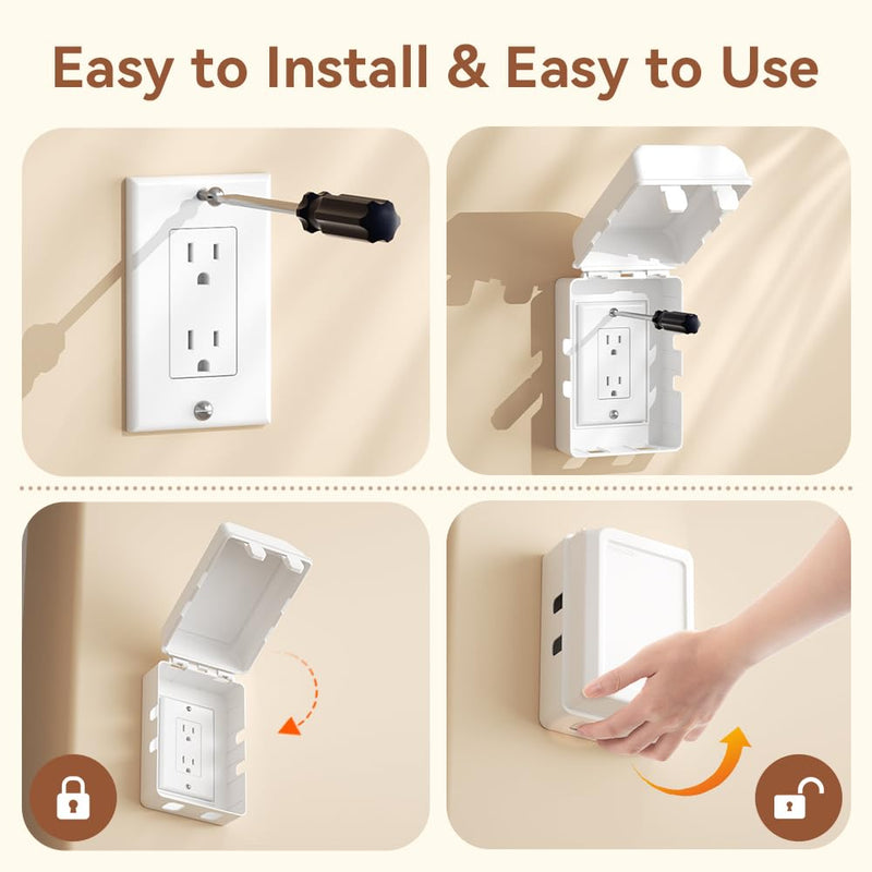 EUDEMON 1 Pack Updated Baby Safety Electrical Outlet Cover Box Childproof Plug Cover - More Space for Large Plugs Easy to Install & Use (White) White