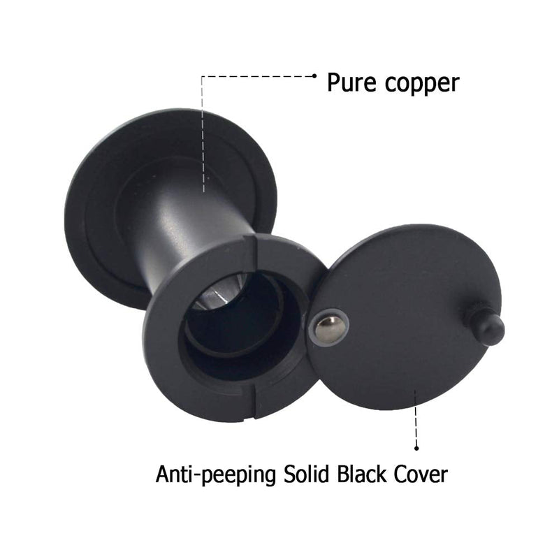 Door Viewer Peephole, Solid Brass 200-degree Door Viewer with Heavy Duty Rotating Privacy Cover for 1-3/8" to 2-1/6" Doors for Home Office Hotel (Black) Black
