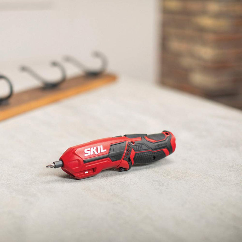 SKIL 4V Pivot Grip Rechargeable Cordless Screwdriver, Includes 9pcs Bit, 1pc Bit Holder, USB Charging Cable - SD561802 4V Pivot Grip Screwdriver_9pc Set