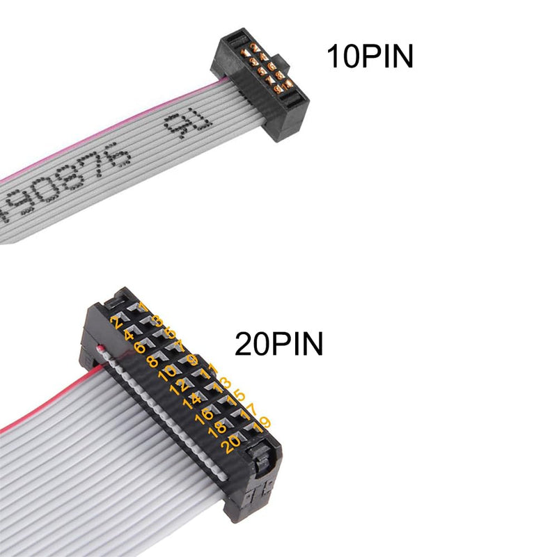 JTAG (2x10 2.54mm) to SWD (2x5 1.27mm) Adapter Board Breakout Board Jtag Debug Board with IDC Ribbon Connector Flat Ribbon Cable Female to Female Length 200mm/7.87in JTAG (2x10 2.54mm) to SWD (2x5 1.27mm)