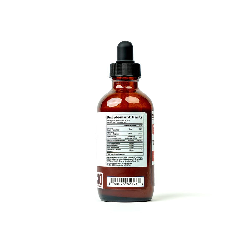 Alex Jones Ultra Methylene Red Drops - USP Grade High Purity Solution with B-Vitamins, ALCAR - 120 mL Dropper Bottle - 30 Day Supply - No Fillers or Dyes or Additives