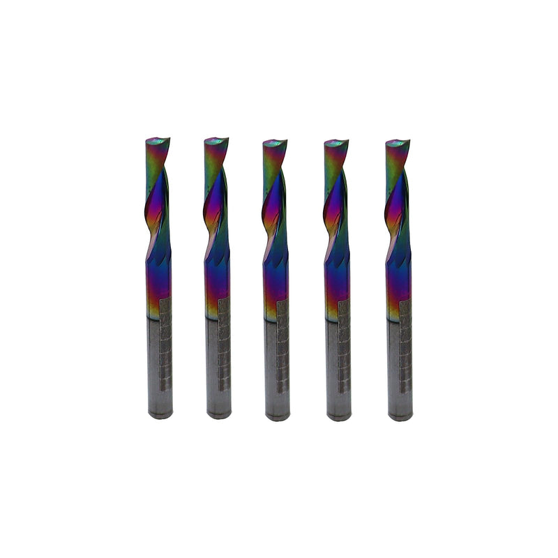 5Pcs 1/8in Solid Carbide 1Flute End Mill,DLC(Ta-C) Coated, Single Flute Bits Tool for Soft Material Such As Plastics,Aluminum, Copper, and Brass