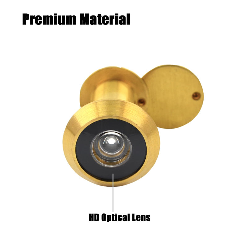 Door Viewer with 16mm Drill Bit, Solid Brass Peephole 200-degree View, Peep Holes with Heavy Duty Privacy Cover for 1-3/8" to 2-1/6" Doors for Home Office Hotel, Gold