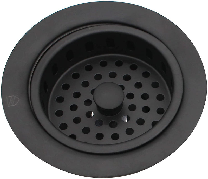 Westbrass D2145-62 3-1/2" Post Style Large Kitchen Sink Basket Strainer, Matte Black (2-Pack) 2-Pack