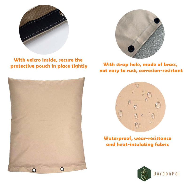 GardenPal Backflow Preventer Cover Insulated Pouch, Irrigation Sprinkler Valve Insulated Pouch, Anti-UV Winter-Freeze Sprinkler Backflow Cover, Beige (35 * 45cm /14 * 18 inch) 35*45cm/14*18 inch