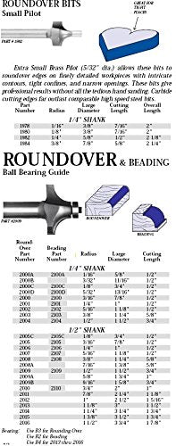 Whiteside Router Bits 2007 Round Over Bit with Ball Bearing