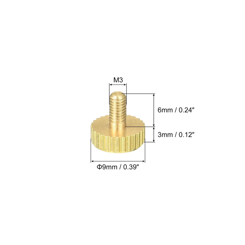uxcell 10Pcs Brass Knurled Thumb Screws, M3x6mm Flat Grip Bolt Knobs Fasteners for Electronic, Mechanical 10