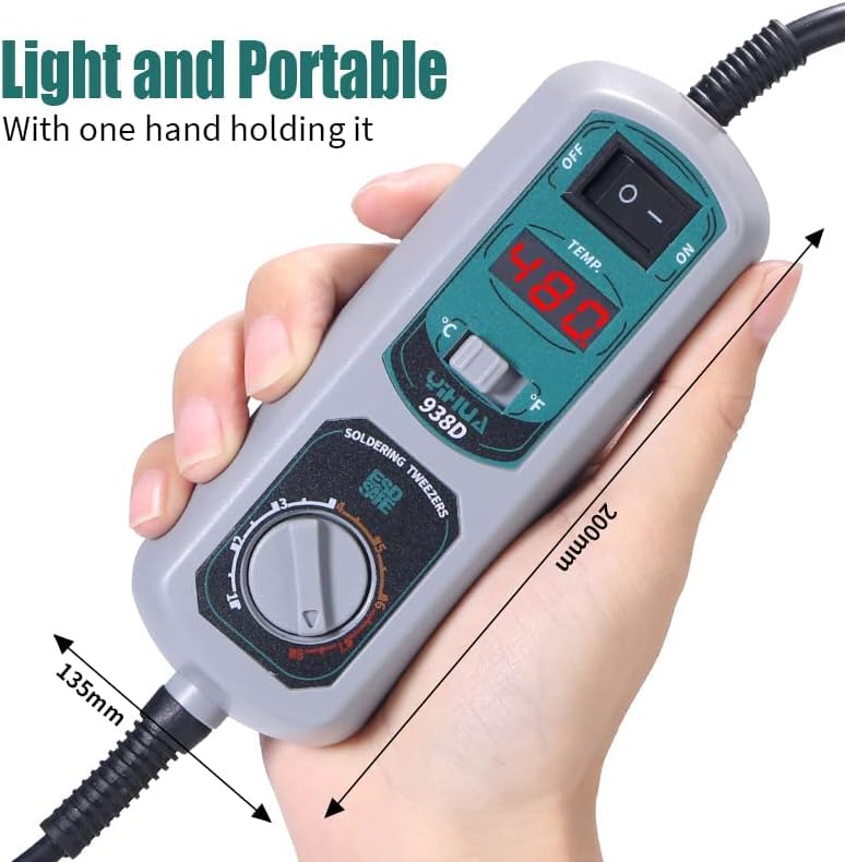 938D Mini Soldering Tweezers Station, 60W 110V Portable SMD Soldering Iron with LCD Display, PID Temp Control, Auto Sleep, Hot Tweezers for Desoldering SMT Components