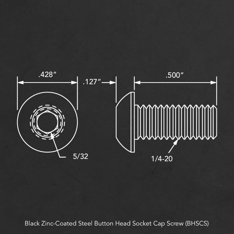 8020, 3061, 1/4-20 x 0.5 Inch Button Head Socket Cap Screw (BHSCS) (25 Pack) 80/20 Quarter Twenty Steel Bolt Hardware Screws Set Tool Box HW Accessories 25