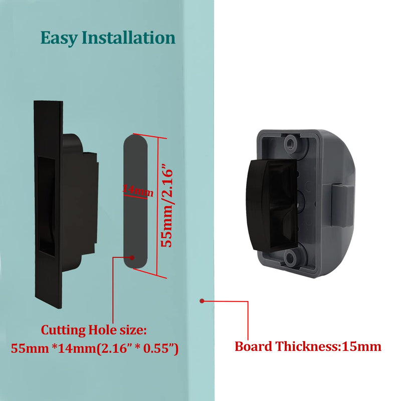 2 Packs Purocean Metal Push Button Latch for Cabinet Cupboard Storage Compartment Rectangle Shape (Black) Black