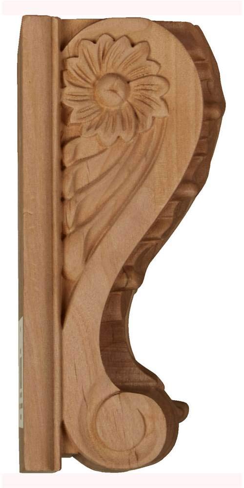 Ekena Millwork CORW04X03X06ABAL Medium Acanthus Block w/ Backplate Wood Corbels, 4 1/4"W x 2 1/2"D x 5 1/2"H, Alder 4.25-in. W x 2.5-in. D x 5.5-in. H