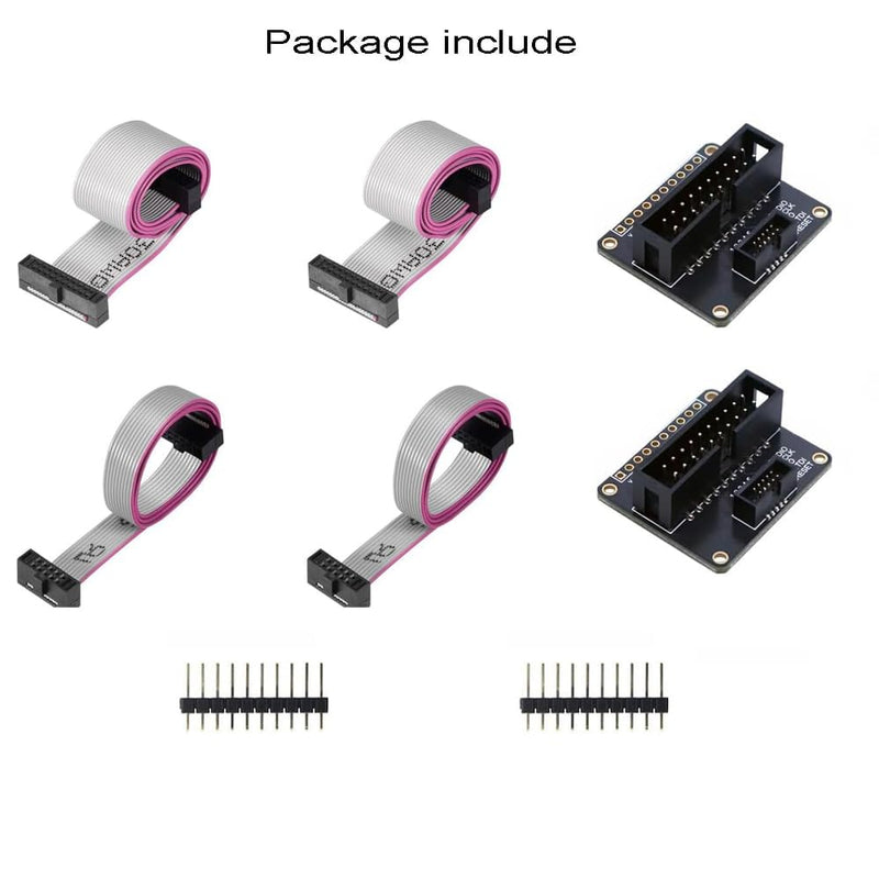 JTAG (2x10 2.54mm) to SWD (2x5 1.27mm) Adapter Board Breakout Board Jtag Debug Board with IDC Ribbon Connector Flat Ribbon Cable Female to Female Length 200mm/7.87in JTAG (2x10 2.54mm) to SWD (2x5 1.27mm)