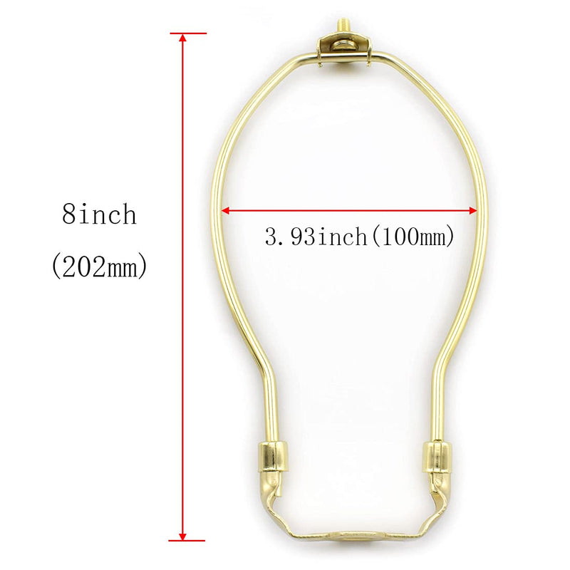 8-Inch Lamp Shade Harp Holder Fitter with Ball Finial Knob and Saddle Base [2set Gold] 8 Inch