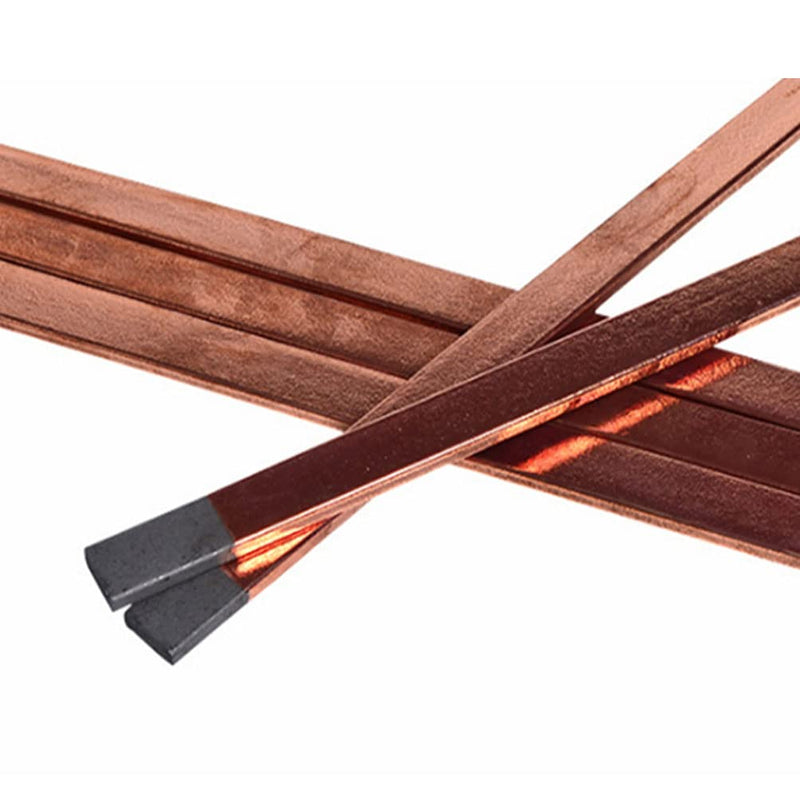 Arc-air Gouging Carbon Rods 13.98" x 0.59" x 0.2", Flat Copper Coated Gouging Carbon Electrodes Length 355mm, Width 15mm, Thickness 5mm(Package: 10pcs) L 355mm x W 15mm x T 5mm