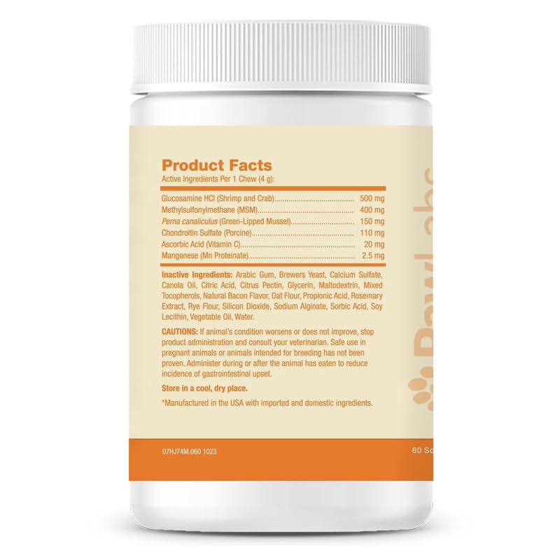 G-Max Joint Support for Dogs - Maximum Strength Hip & Joint Supplement with Glucosamine, Chondroitin, MSM etc - Relieves Arthritis Pain & Hip Dysplasia - Bacon Flavor, 60 Chews - PawsPlanet Australia