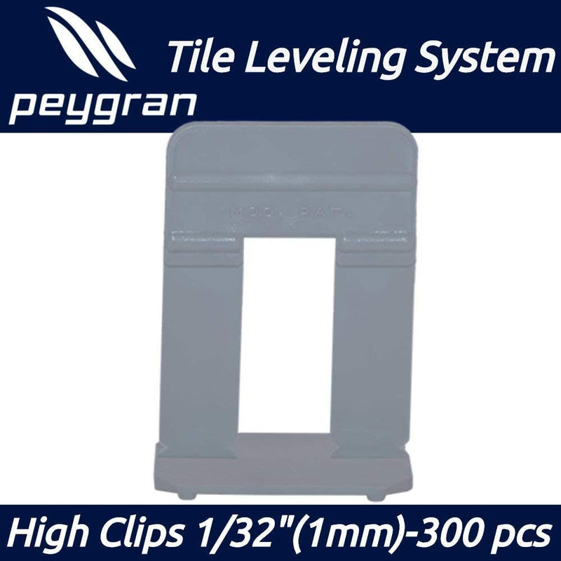 Peygran Leveling Tabs 16-30mm Tile Thickness 1mm Pack of 300 1/32" (1mm) - 300clips/bag