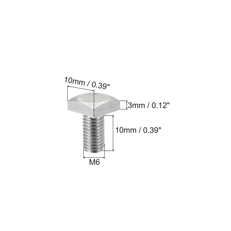 uxcell Square Head Bolt, 10pcs M6x10mm Fully Thread 304 Stainless Steel Grade C Square Machine Screws