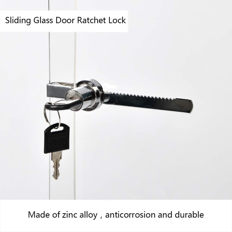 Sliding Glass Door Ratchet Lock Display Case Lock with Chrome Finish, Security, Keyed Alike Showcase Display (8 PC) 8 PC