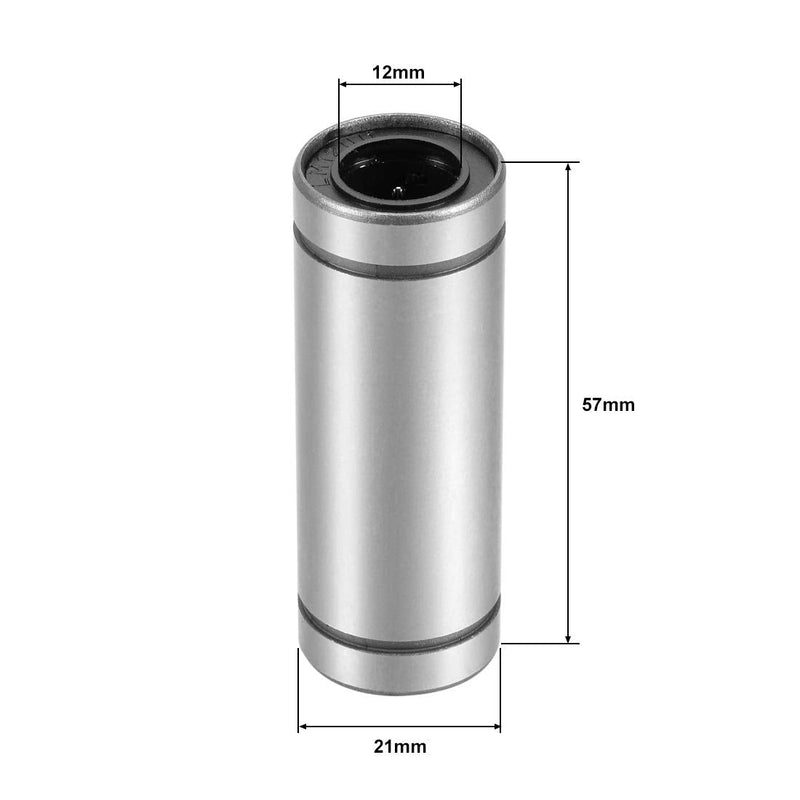 uxcell LM12UU Extra Long Linear Ball Bearings, 12mm Bore Dia, 21mm OD, 57mm Length (Pack of 2)