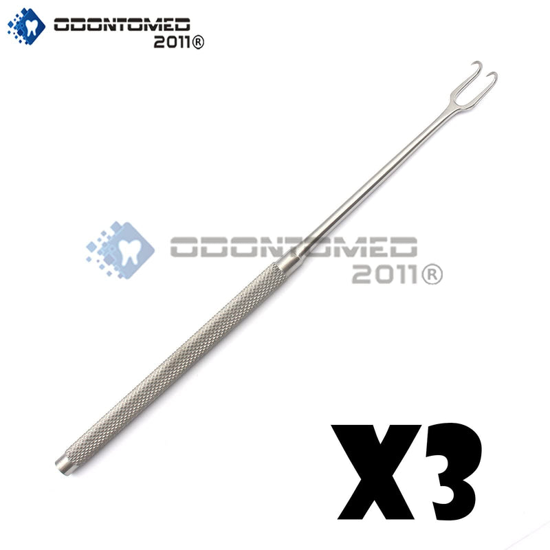 3 PCS Joseph Hook 6.25" Double Sharp PRONGS 2MM Stainless Steel Instruments ODM