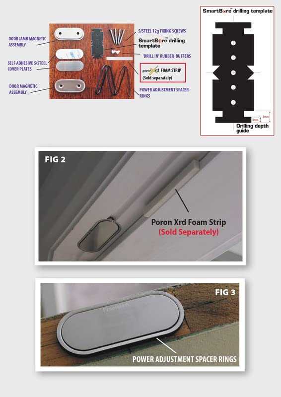 Precision Lock PLS 24 PRO Extra Heavy Duty Concealed Magnetic Catch for Doors with Thickness Greater Than 30 mm (1.18"), Color: Silver, Model: PLS24PROXHD PLS24 PRO XHD