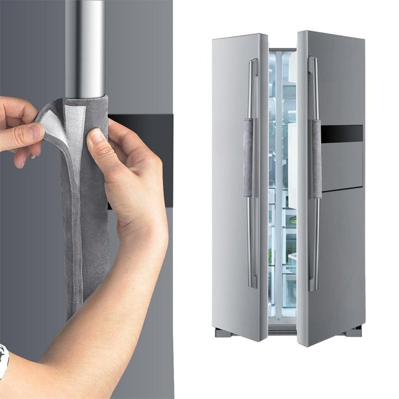 2 PCS Refrigerator Door Handle Covers Kitchen Appliance Decor Handles Anti-Skid Anti-Static Protector Fridge, Dishwasher Oven Keep Off Fingerprints,Food Stains （Grey） Gray