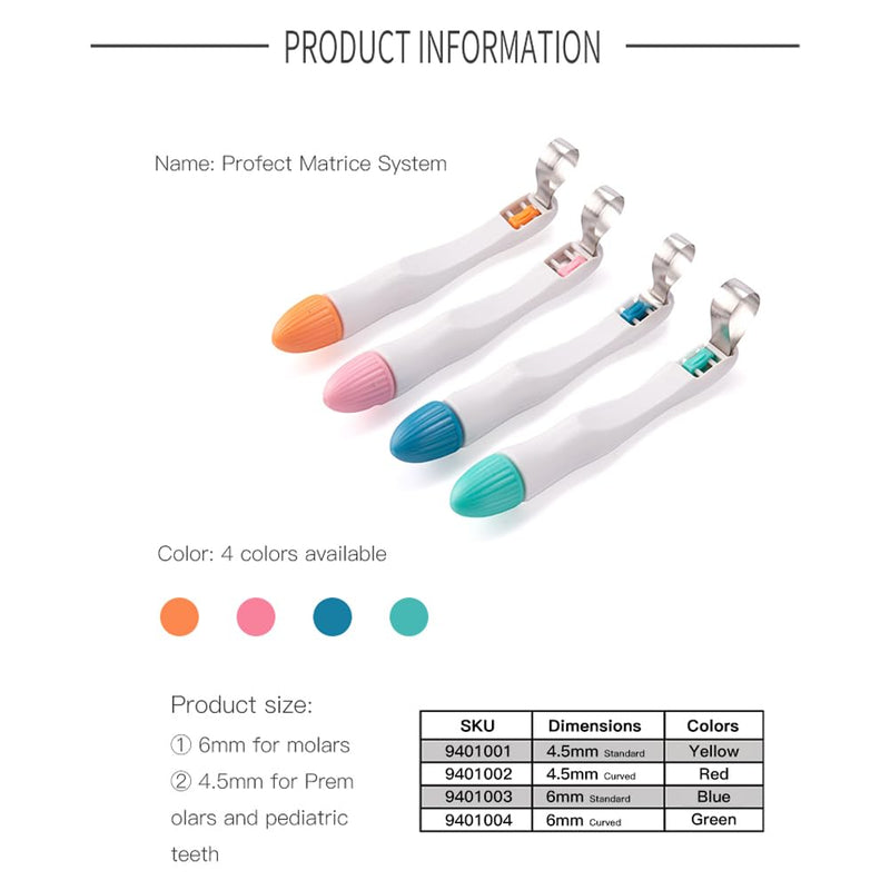 Dental Matrix Bands 4.5/6MM Proformed Matrix System Standard/Curved Disposable Matrices Adjustable Metal Matrix Ring (6MM Curved 50PCS) 6MM Curved 50PCS