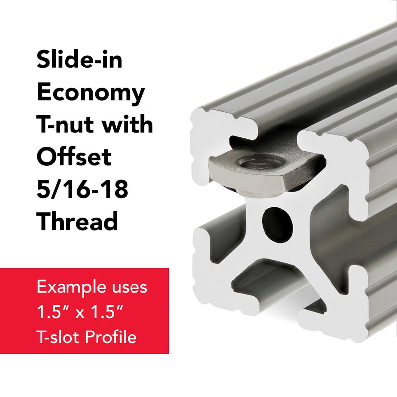 8020, 3678, 15 Series 5/16-18 Stainless Steel SS Slide in T-Nut with Offset Thread- T Slot Accessories for Aluminum Extrusion - Hardware Nuts (25 Pack) 25