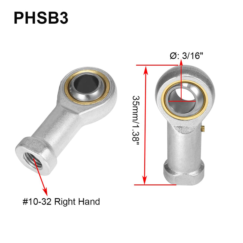 PHSB8 Rod End Bearing, 2pcs 1/2-inch Bore Pre-Lubricated 1/2-20 Female Thread Right Hand Heim Joint