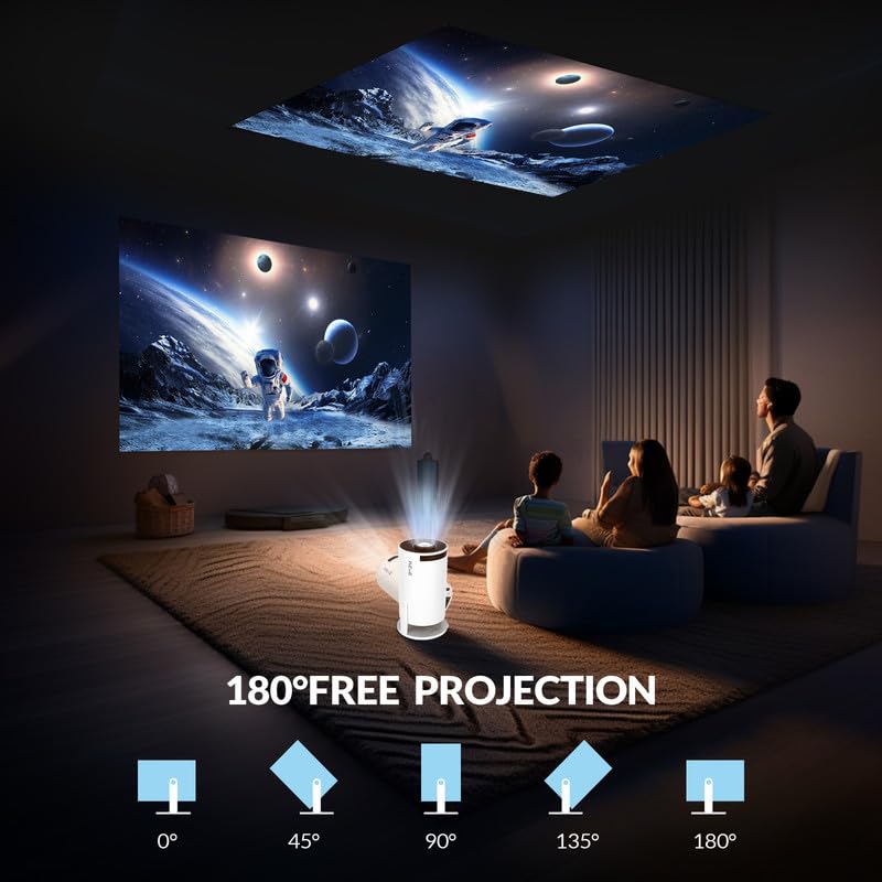 2025 Upgraded HY300 PRO+ Mini Portable Projector,Smart Projector with Android 11.0, 200 ANSI Lumens, Short Focus, WiFi6 + BT5.0, Support 4K 1080P Decoding, for Outdoor Camping,Home Theater HY300PRO+