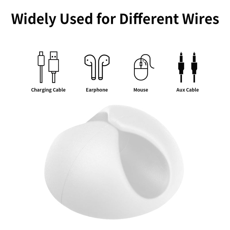 Cord Holder Cable Clips, 12PCS White Adhesive Cord Organizer Charger Holder Wire Management Keeper for Nightstand, Desk, Office or Mouse