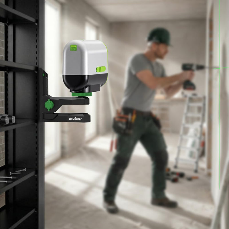 Enventor Fine-tuning Bracket for Laser Level, 1/4"-20 Male Threaded L-Shape Magnetic Pivoting Adapter for Wall & Ceiling Mounted, 360° Adjustable Support, Height Adjustment