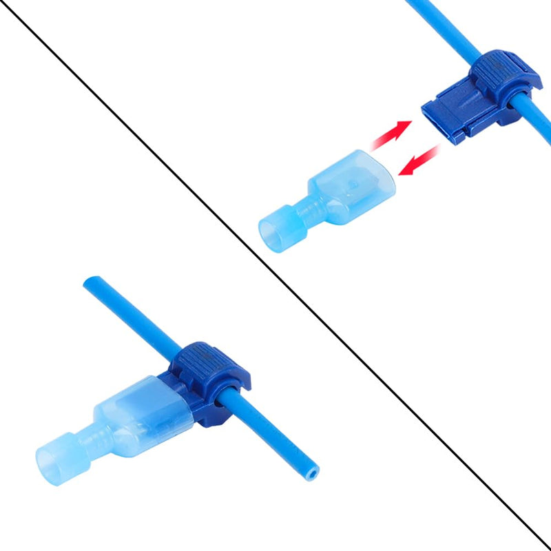 HKS 200PCS/100 Pairs T-TAP Wire Connector Quick Splice Disconnect Red AWG 22-18 - Self-Stripping Electrical Terminals Kit Automotive Crimp Insulated Red-Tap-100Kit
