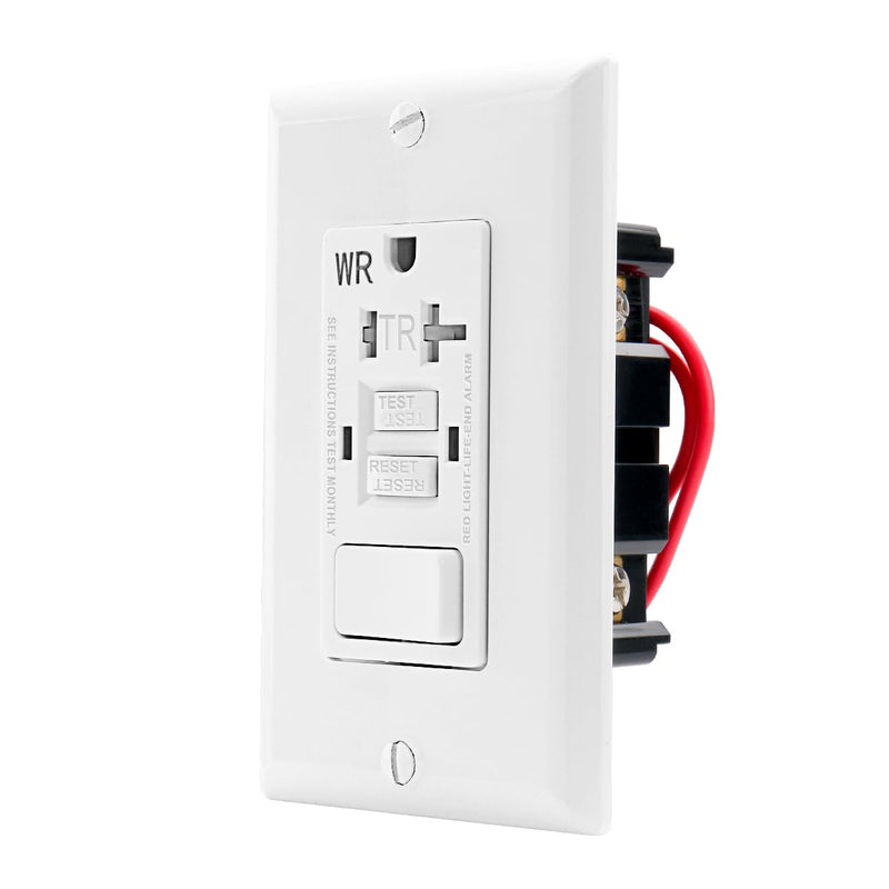 Baomain 2PCS GFCI Outlet Receptacle with Switch, 20A 125VAC 60Hz, Tamper Resistant&Weather Resistant,ETL Listed,Back&Side Wire,White (20Amp.) 2