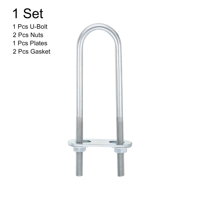 uxcell Round U-Bolts, 1 Set 23mm Inner Width 120mm Length M6 Zinc-Plated Carbon Steel U Clamp Bolt with Nuts and Plates, for Boat Trailer