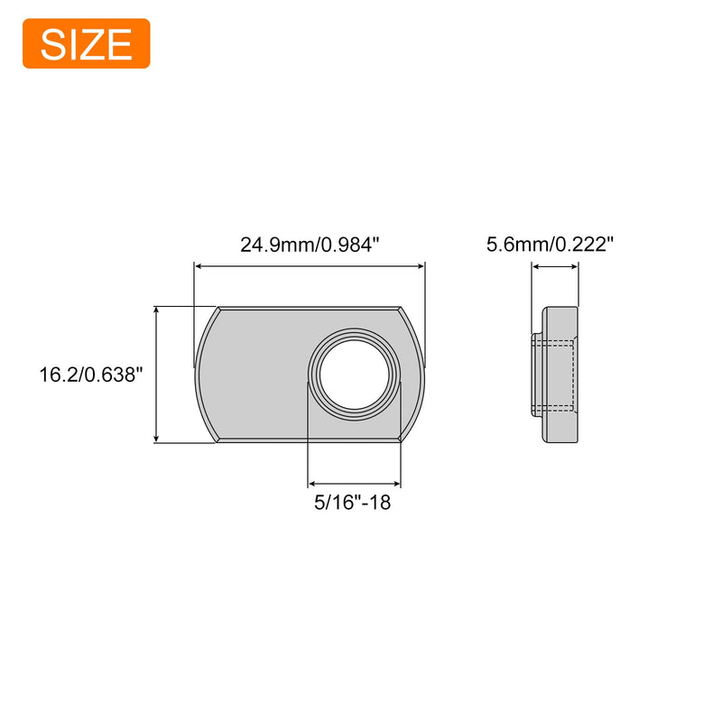 uxcell Slide in T-Nut with Offset Thread, 10Pcs 5/16"-18 Carbon Steel Zinc-Plating Nuts for T Track Extrusions 10