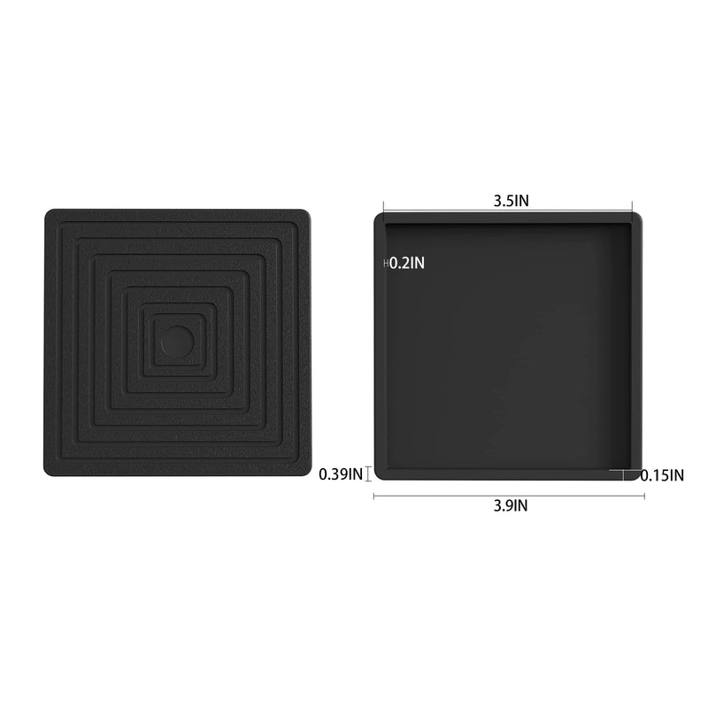 Non Slip Furniture Pads Square Rubber Furniture Caster Cups (Set of 12) Black (3.5 inch) 3.5"12PcsBlack