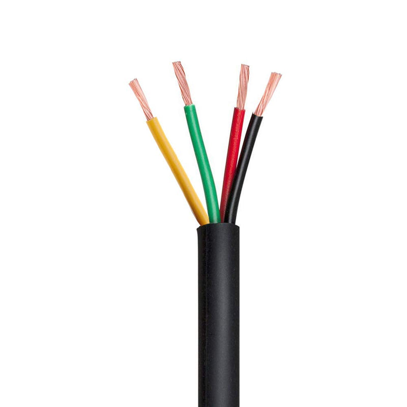 100FT 22 AWG Gauge Wire/Cable RVV 4 Conductor Bare Copper for Video Intercom/Video Doorbell Wire/Alarm Security Burglar, Extension Cord/Lines,Black Outer Jacket 100FT with 4 Conductor